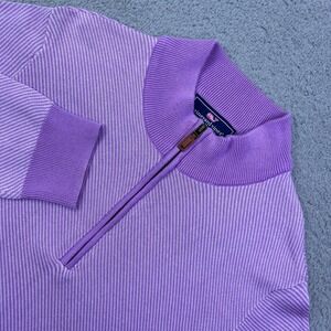 Vineyard‎ Vines 1/4 Zip Pullover Men's L Purple Woven Pima Mock Neck LS Sweater
